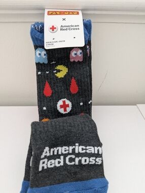 Pac-Man x American Red Cross Socks Limited Edition NWT Donor Exclusive OSFM